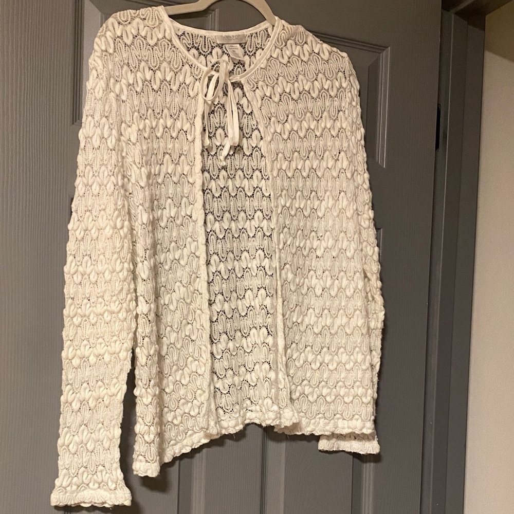Amber Camilla Sweater Cream Textured Women's Tie Up Cardigan Funky Boho Groovy